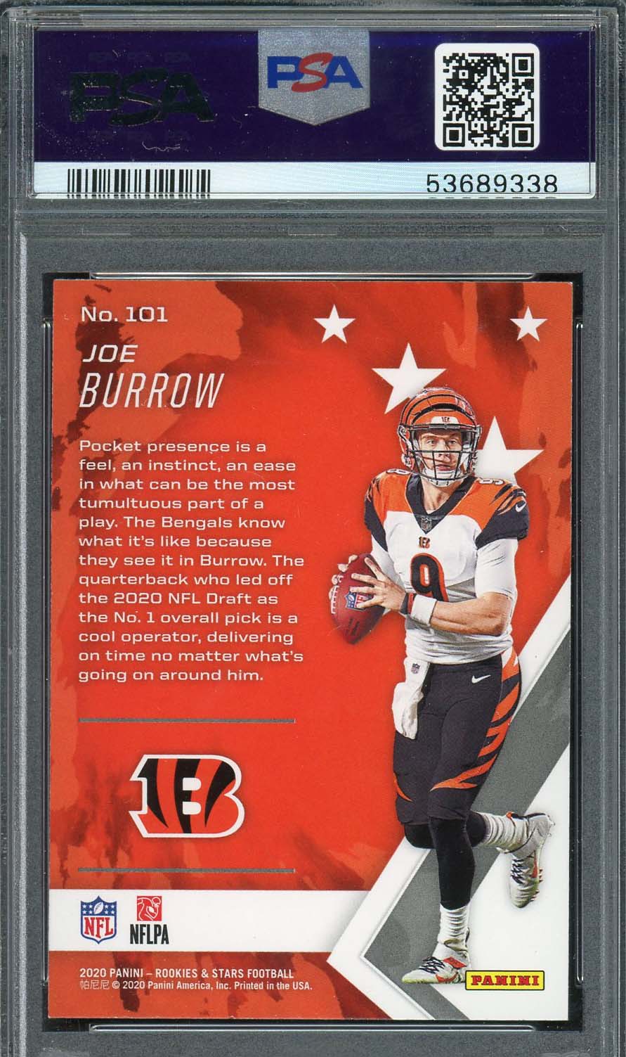 Joe Burrow 2020 Panini Rookies &amp; Stars Football Rookie Card #101 PSA 9-Powers Sports Memorabilia