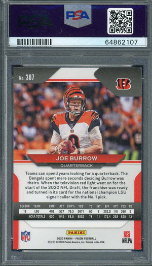 Joe Burrow 2020 Panini Prizm Football Rookie Card RC #307 Graded PSA 10-Powers Sports Memorabilia