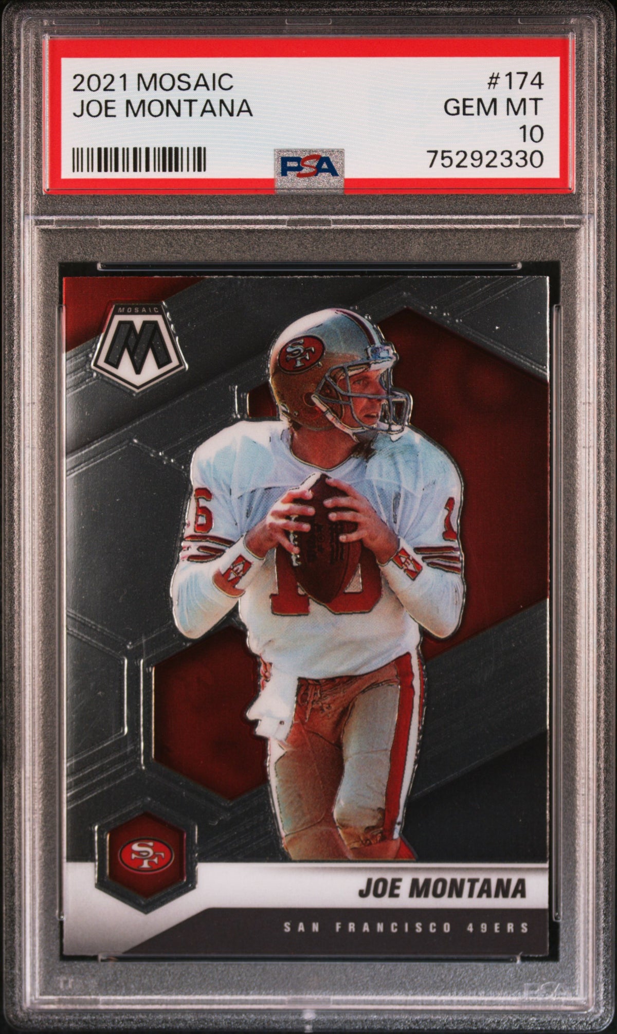 Joe Montana 2021 Panini Mosaic Football Card #174 Graded PSA 10-Powers Sports Memorabilia