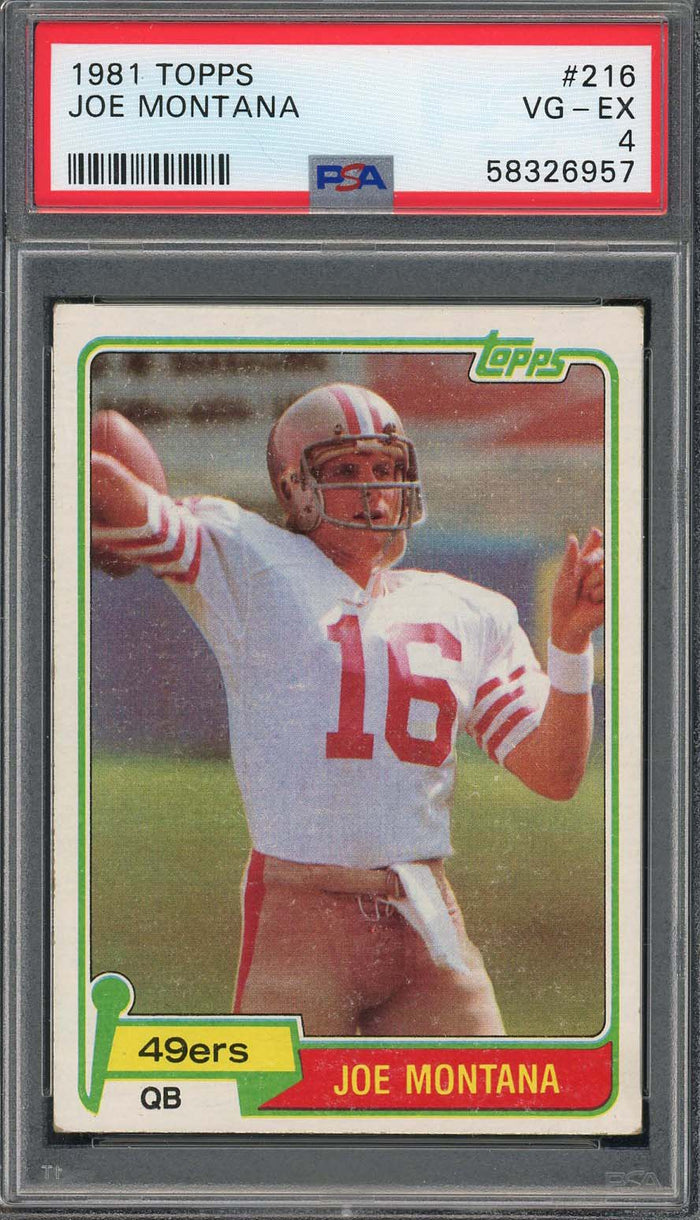 Joe Montana 1981 Topps Football Rookie Card #216 Graded PSA 4-Powers Sports Memorabilia
