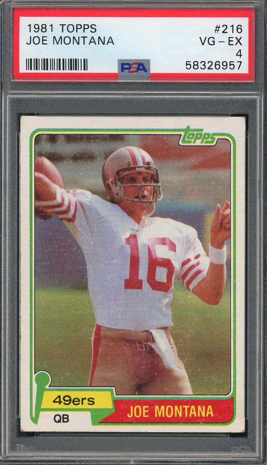 Joe Montana 1981 Topps Football Rookie Card #216 Graded PSA 4-Powers Sports Memorabilia