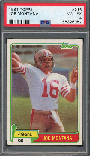 Joe Montana 1981 Topps Football Rookie Card #216 Graded PSA 4-Powers Sports Memorabilia
