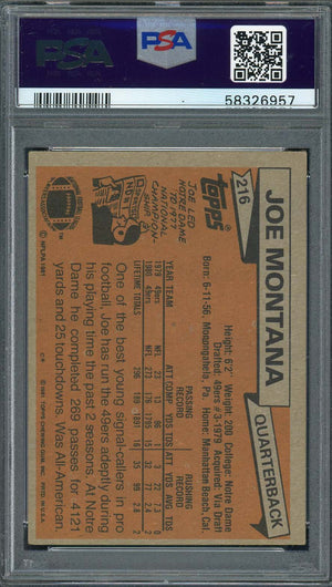 Joe Montana 1981 Topps Football Rookie Card #216 Graded PSA 4-Powers Sports Memorabilia