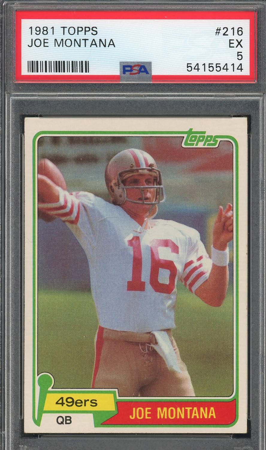 Joe Montana 1981 Topps Football Rookie Card #216 Graded PSA 5-Powers Sports Memorabilia