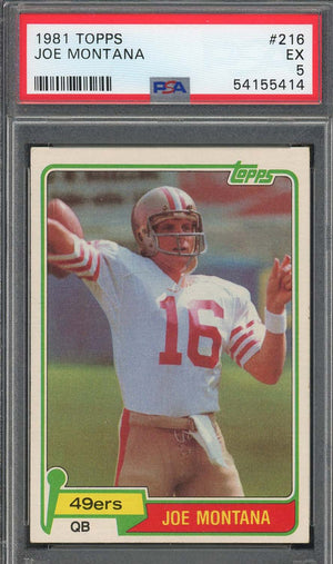 Joe Montana 1981 Topps Football Rookie Card #216 Graded PSA 5-Powers Sports Memorabilia