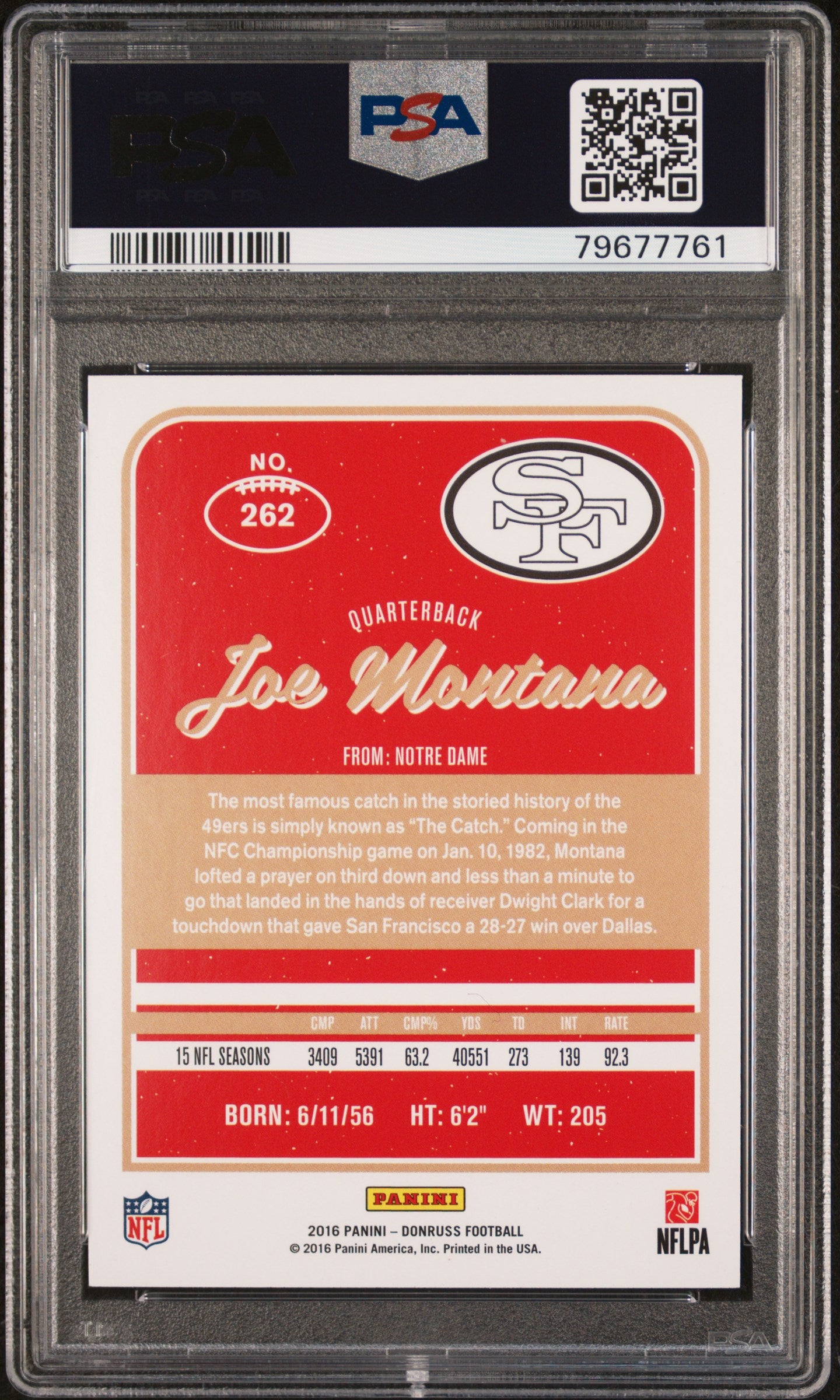 Joe Montana 2016 Panini Donruss Football Card #262 Graded PSA 10-Powers Sports Memorabilia