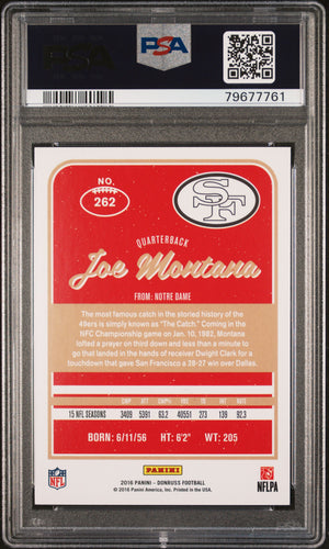Joe Montana 2016 Panini Donruss Football Card #262 Graded PSA 10-Powers Sports Memorabilia