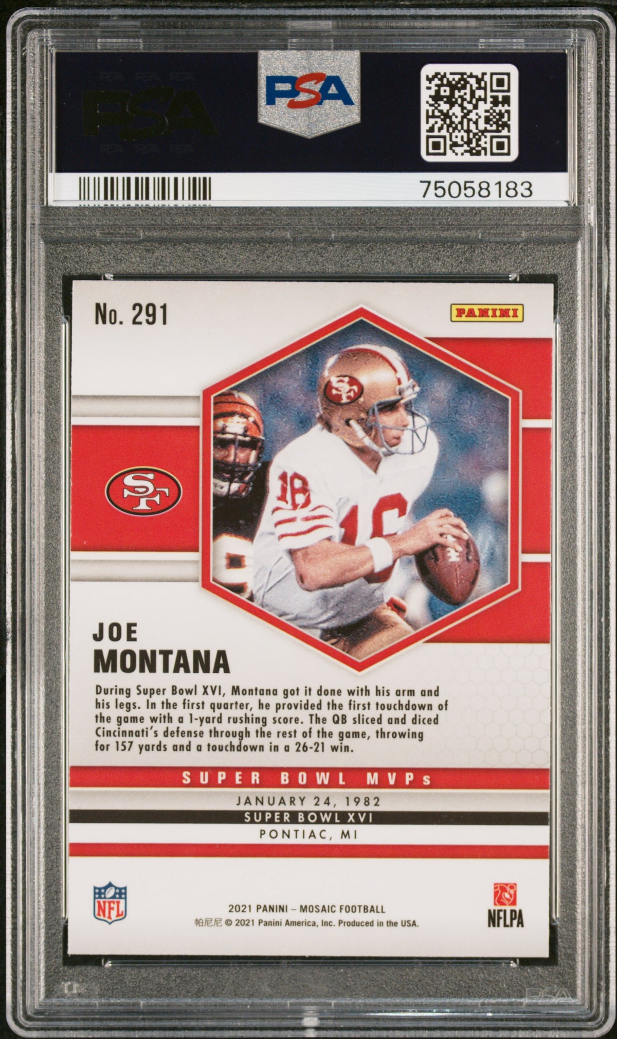 Joe Montana 2021 Panini Mosaic Football Card #291 Graded PSA 10-Powers Sports Memorabilia