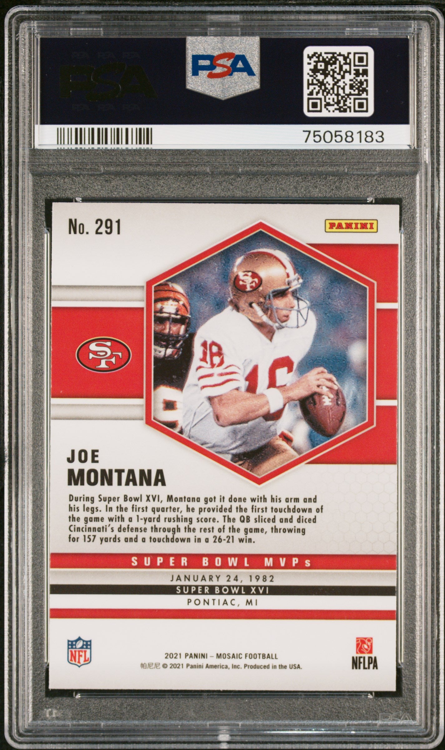 Joe Montana 2021 Panini Mosaic Football Card #291 Graded PSA 10-Powers Sports Memorabilia