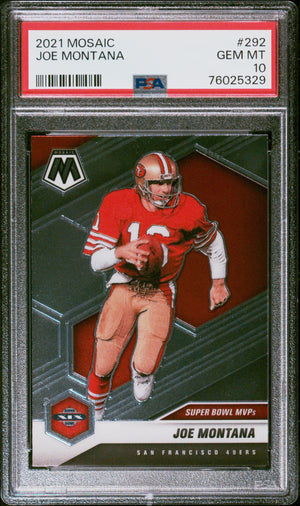 Joe Montana 2021 Panini Mosaic Football Card #292 Graded PSA 10-Powers Sports Memorabilia