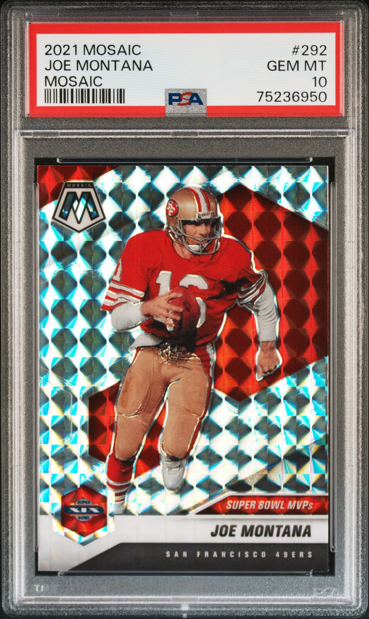 Joe Montana 2021 Panini Mosaic Silver Prizm Football Card #292 Graded PSA 10-Powers Sports Memorabilia