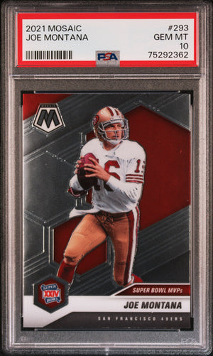 Joe Montana 2021 Panini Mosaic Football Card #293 Graded PSA 10-Powers Sports Memorabilia