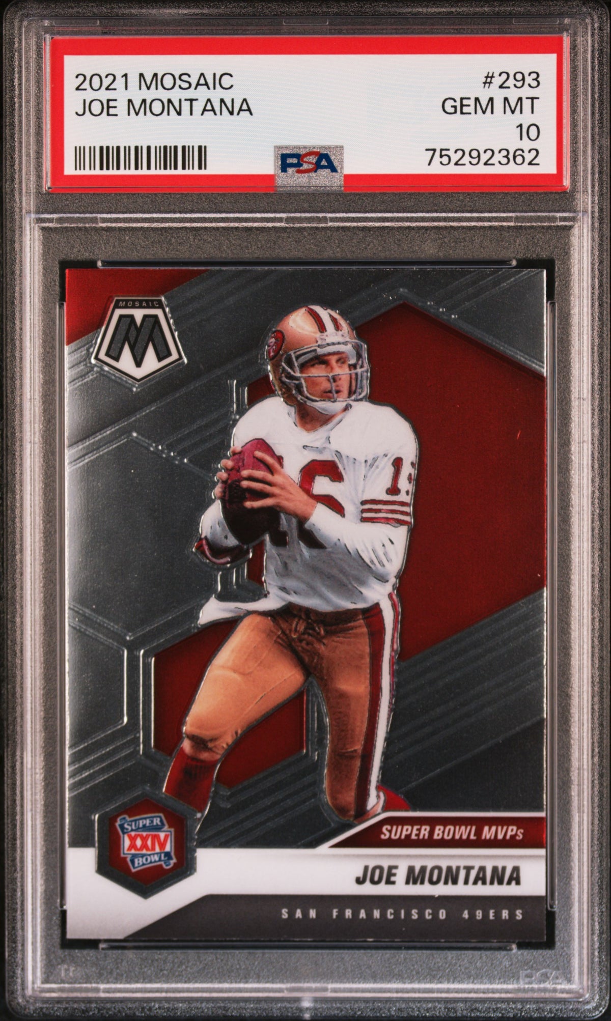 Carte de football mosaïque Panini Joe Montana 2021 #293 classée PSA 10