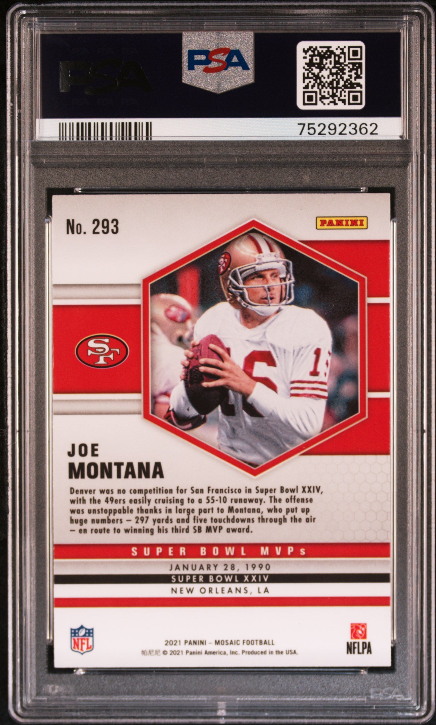 Joe Montana 2021 Panini Mosaic Football Card #293 Graded PSA 10-Powers Sports Memorabilia