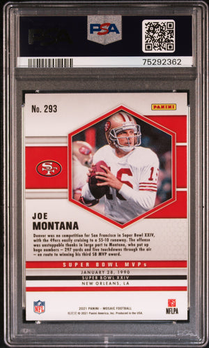 Carte de football mosaïque Panini Joe Montana 2021 #293 classée PSA 10