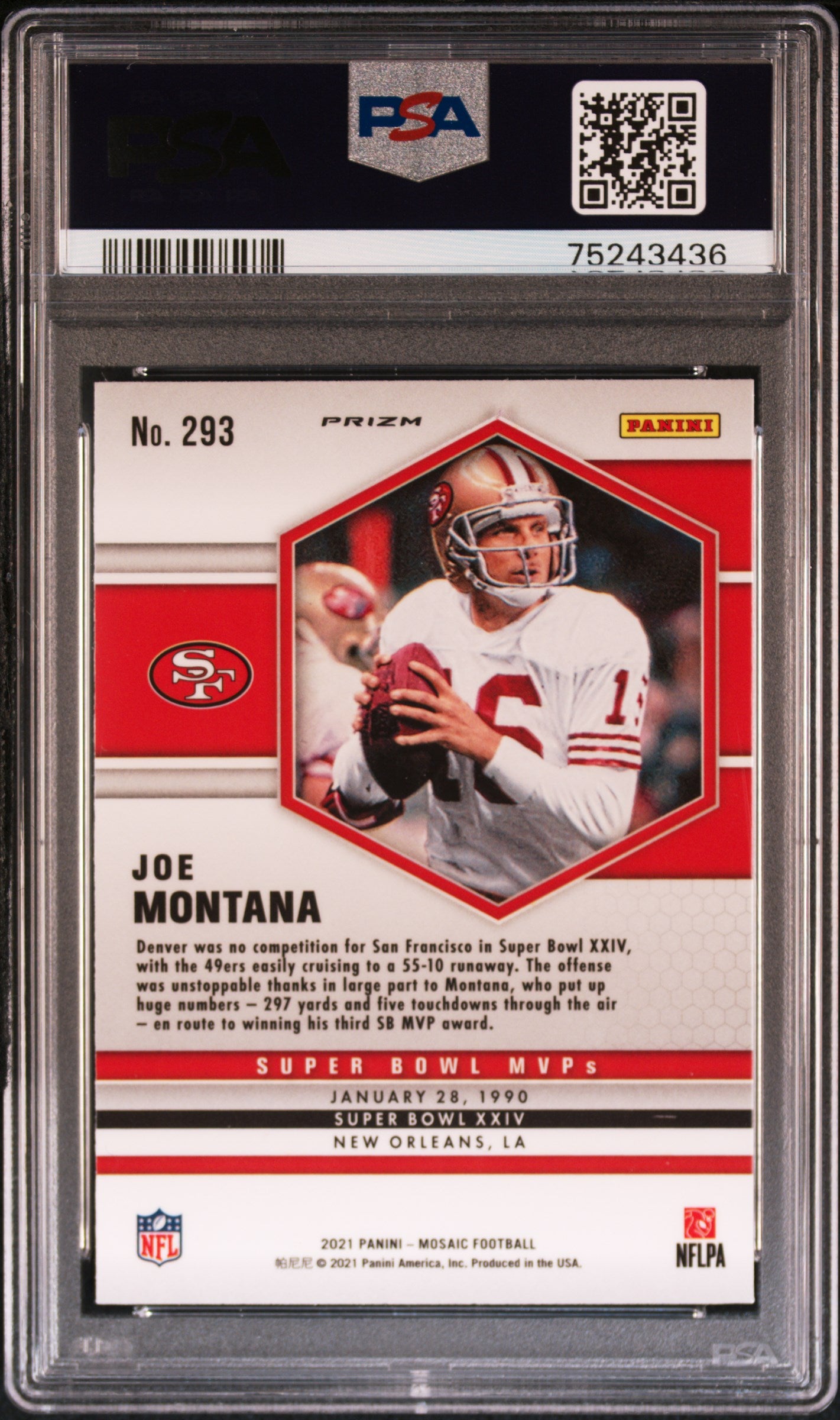 Joe Montana 2021 Panini Mosaic Reactive Orange Football Card #293 Graded PSA 10-Powers Sports Memorabilia