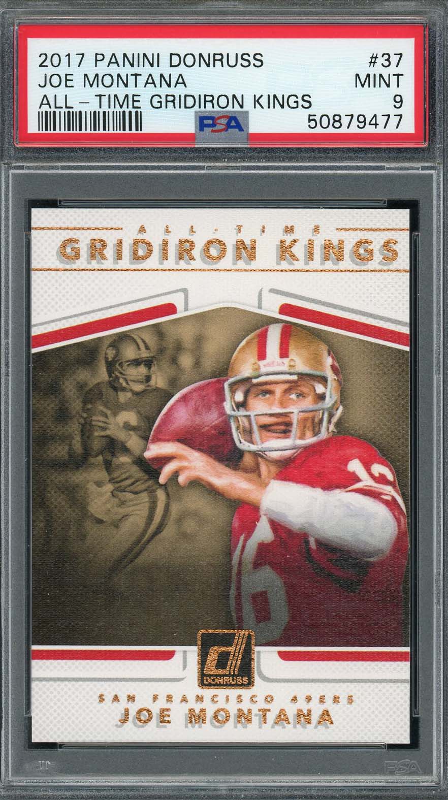 Joe Montana 2017 Panini Donruss All Time Gridiron Kings Football Card #37 PSA 9-Powers Sports Memorabilia