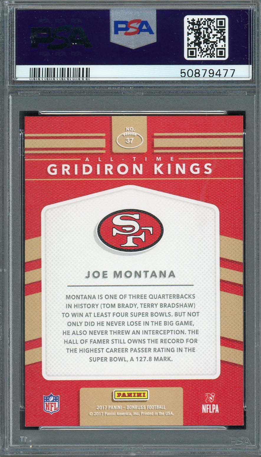 Joe Montana 2017 Panini Donruss All Time Gridiron Kings Football Card #37 PSA 9-Powers Sports Memorabilia