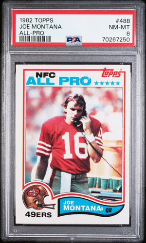 Joe Montana 1982 Topps All-Pro Football Card #488 Graded PSA 8-Powers Sports Memorabilia