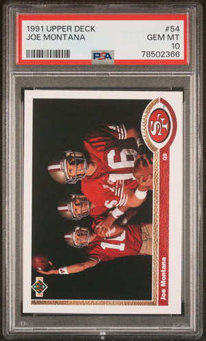 Joe Montana 1991 Upper Deck Football Card #54 Graded PSA 10-Powers Sports Memorabilia
