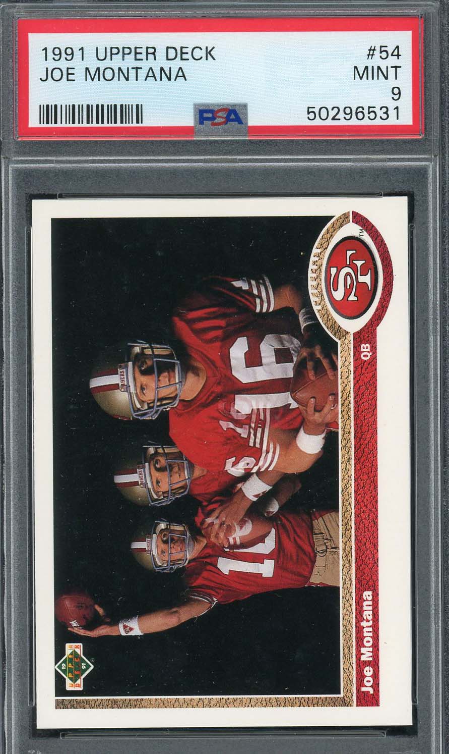 Joe Montana 1991 Upper Deck Football Card #54 Graded PSA 9-Powers Sports Memorabilia
