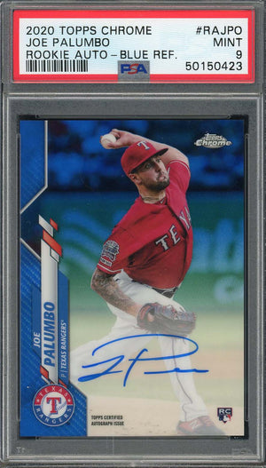Joe Palumbo 2020 Topps Chrome Rookie Auto Blue Refractor Card #RAJPO PSA 9 /150-Powers Sports Memorabilia
