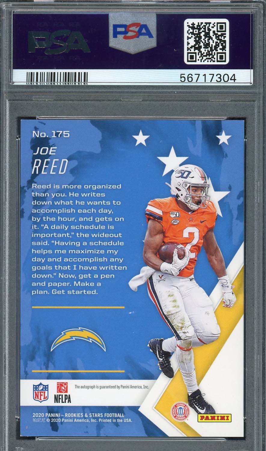 Joe Reed 2020 Panini Rookies &amp; Stars Autographed Card #176 Graded PSA 8 /25-Powers Sports Memorabilia