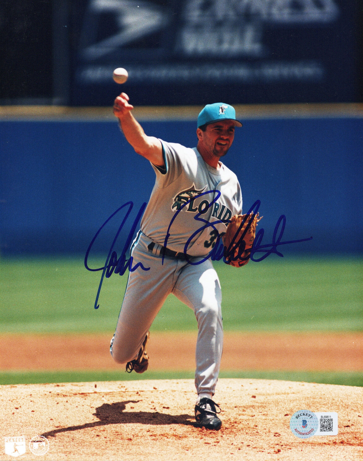 John Burkett Signed Florida Marlins 8x10 Photo - Beckett-Powers Sports Memorabilia