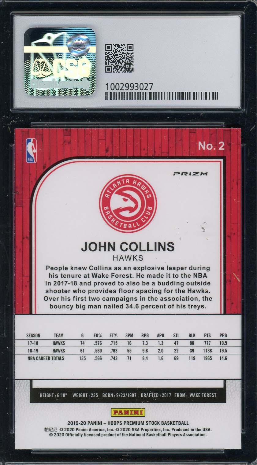 John Collins 2019-20 Panini Hoops Premium Stock Purple Disco Card #2 CSG 8-Powers Sports Memorabilia