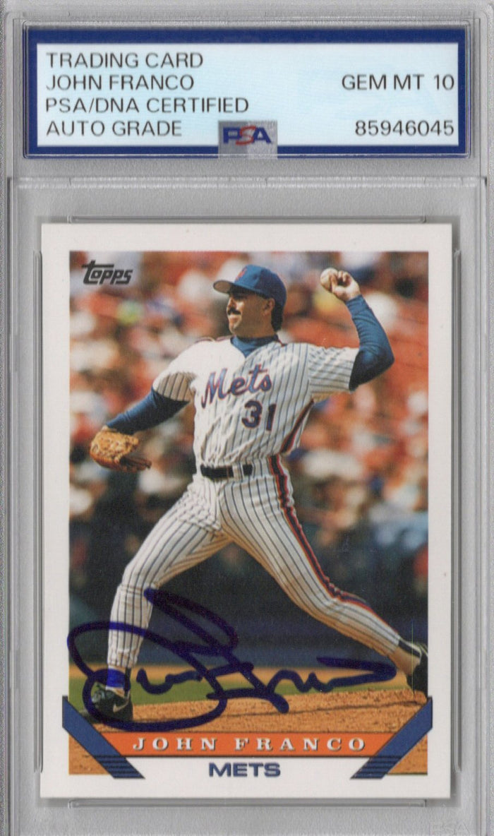 John Franco Signed New York Mets 1993 Topps #25 Card PSA AUTO GRADE GEM MT 10-Powers Sports Memorabilia