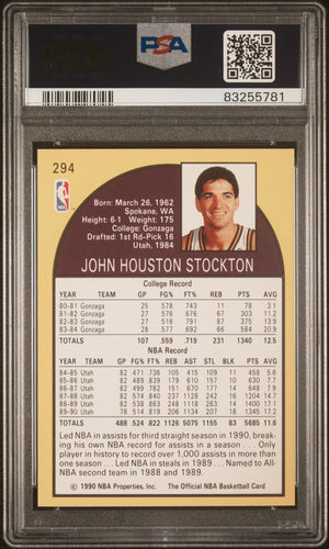 John Stockton 1990 Hoops Basketball Card #294 Graded PSA 10