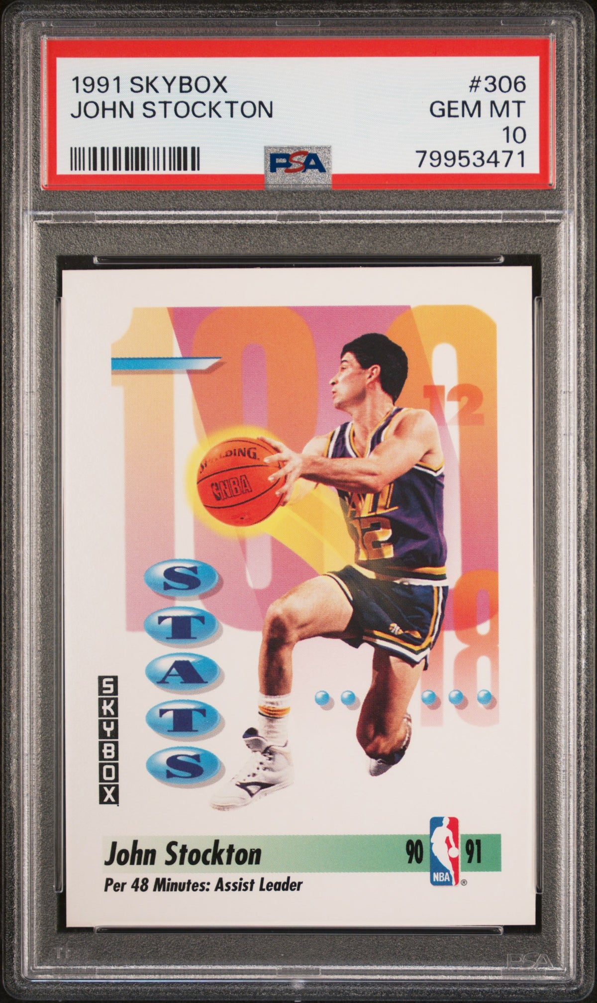John Stockton 1991 Skybox Basketball Card #306 Graded PSA 10-Powers Sports Memorabilia