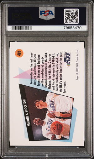 John Stockton & Karl Malone 1991 Skybox Utah Basketball Card #484 Graded PSA 10