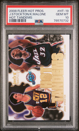John Stockton & Karl Malone 2008 Fleer Pros Tandems Card #HT-19 Graded PSA 10-Powers Sports Memorabilia