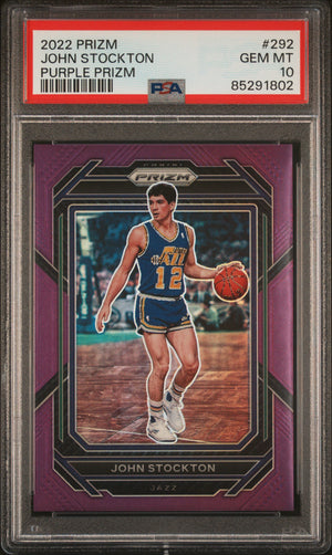 John Stockton 2022 Panini Prizm Purple Basketball Card #292 Graded PSA 10 73/99-Powers Sports Memorabilia