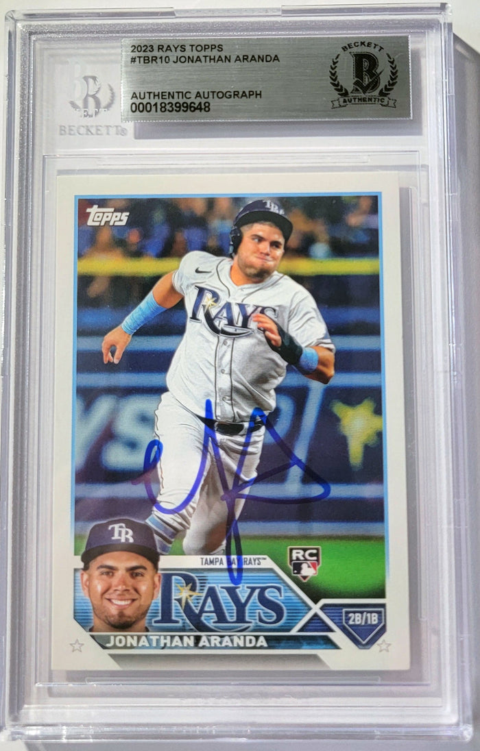 Jonathan Aranda Signed Tampa Bay Rays 2023 Topps Rookie Card #TBR10 Beckett-Powers Sports Memorabilia