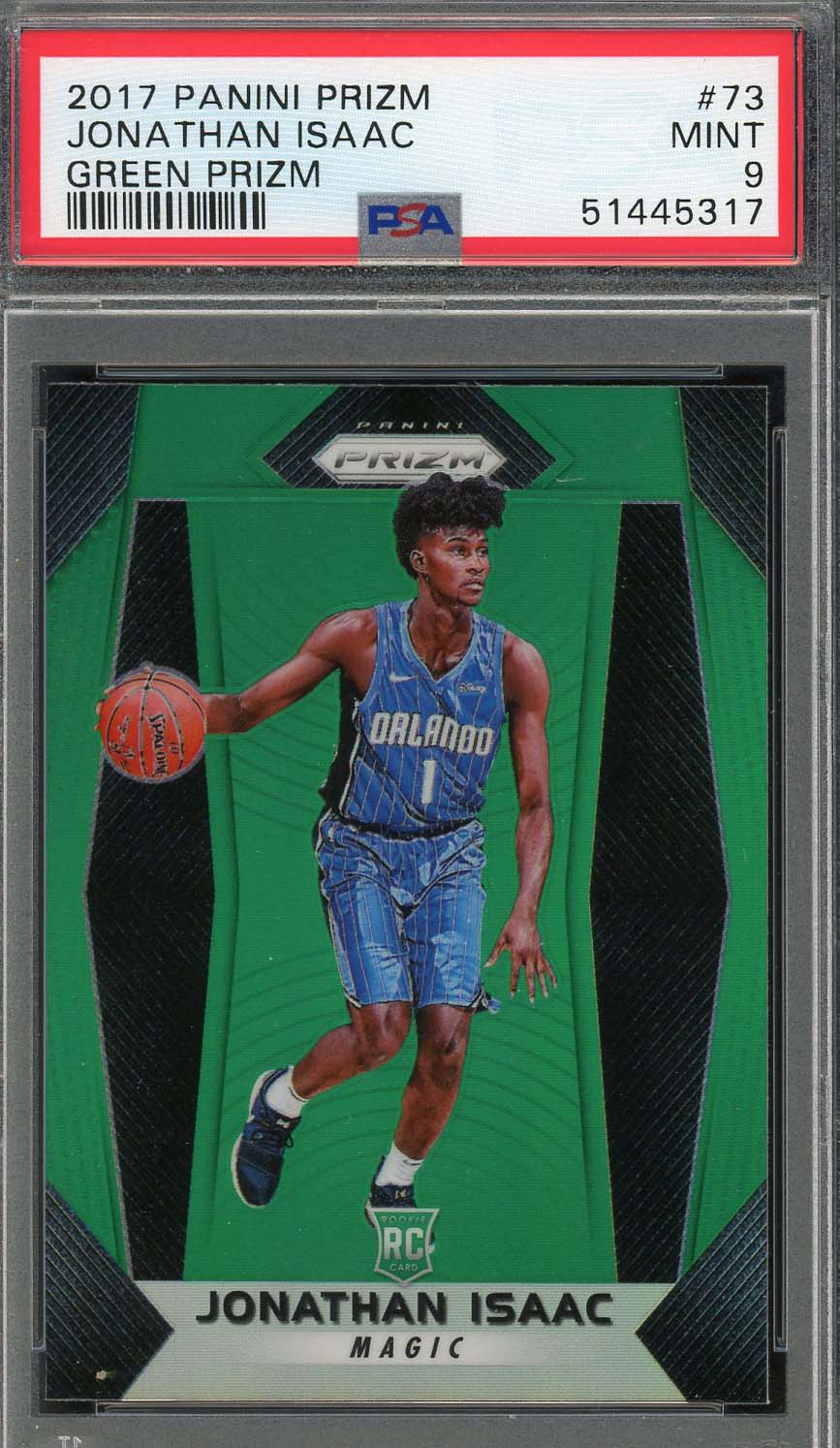 Jonathan Isaac 2017 Panini Prizm Green Basketball Rookie Card #73 PSA 9-Powers Sports Memorabilia