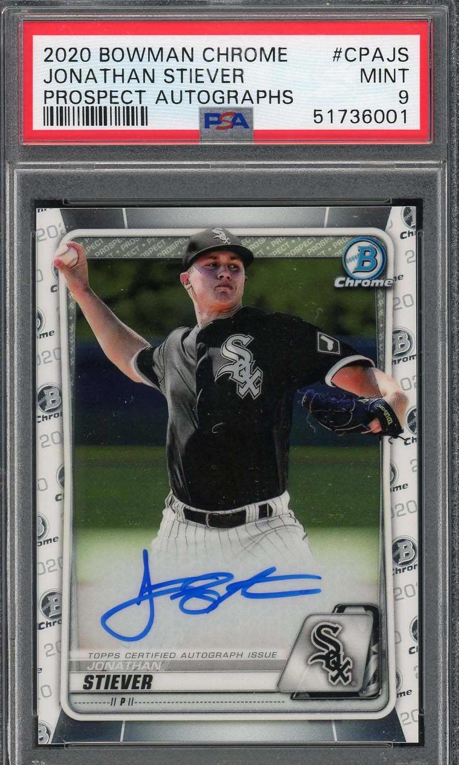 Jonathan Stiever 2020 Bowman Chrome Prospect Auto Rookie Card #CPAJS PSA 9-Powers Sports Memorabilia