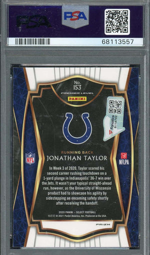 Jonathan Taylor 2020 Panini Select Silver Prizm Rookie Card #153 Auto PSA 10 C-Powers Sports Memorabilia
