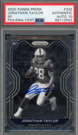 Jonathan Taylor 2020 Panini Prizm SP Signed Rookie Card #332 Auto PSA 10 A-Powers Sports Memorabilia