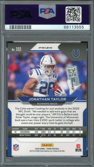 Jonathan Taylor 2020 Panini Silver Prizm Signed Rookie Card #332 Auto PSA 9 B-Powers Sports Memorabilia