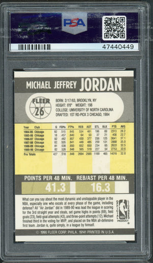 Michael Jordan 1990 Fleer Basketball Card #26 Graded PSA 9-Powers Sports Memorabilia