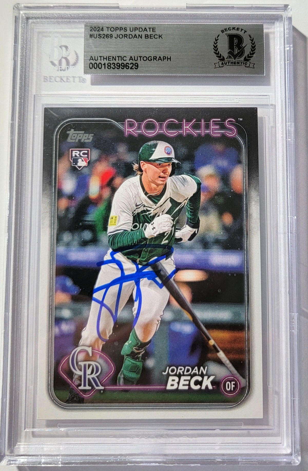 Jordan Beck Signed Colorado Rockies 2024 Topps Rookie Card #US269 Beckett-Powers Sports Memorabilia