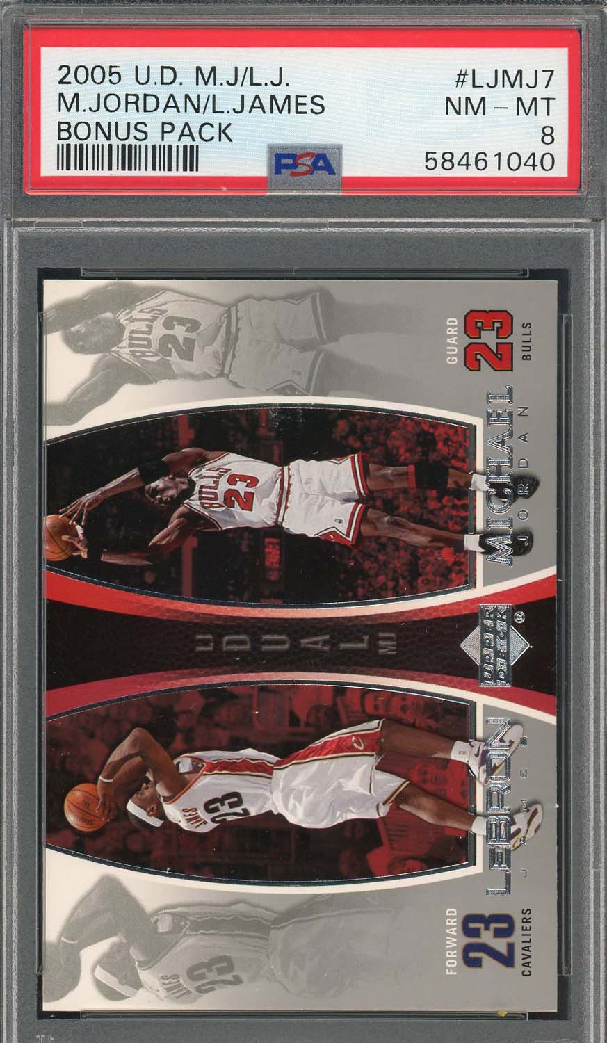 Michael Jordan LeBron James 2005 Upper Deck Bonus Pack Card #LJMJ7 Graded PSA 8-Powers Sports Memorabilia