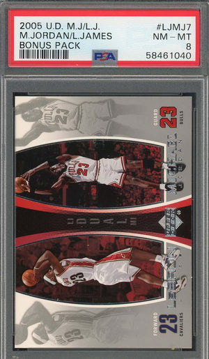 Michael Jordan LeBron James 2005 Upper Deck Bonus Pack Card #LJMJ7 Graded PSA 8-Powers Sports Memorabilia
