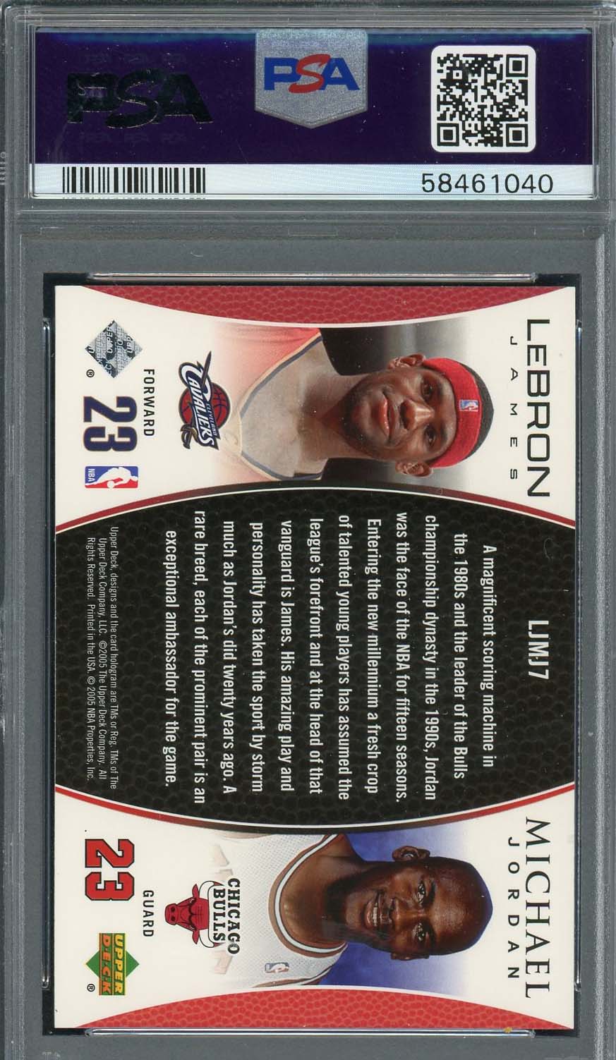 Michael Jordan LeBron James 2005 Upper Deck Bonus Pack Card #LJMJ7 Graded PSA 8-Powers Sports Memorabilia