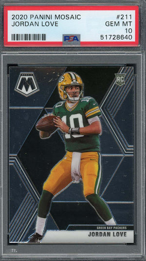 Jordan Love 2020 Panini Mosaic Football Rookie Card RC #211 PSA 10-Powers Sports Memorabilia