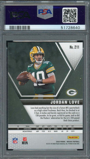 Jordan Love 2020 Panini Mosaic Football Rookie Card RC #211 PSA 10-Powers Sports Memorabilia