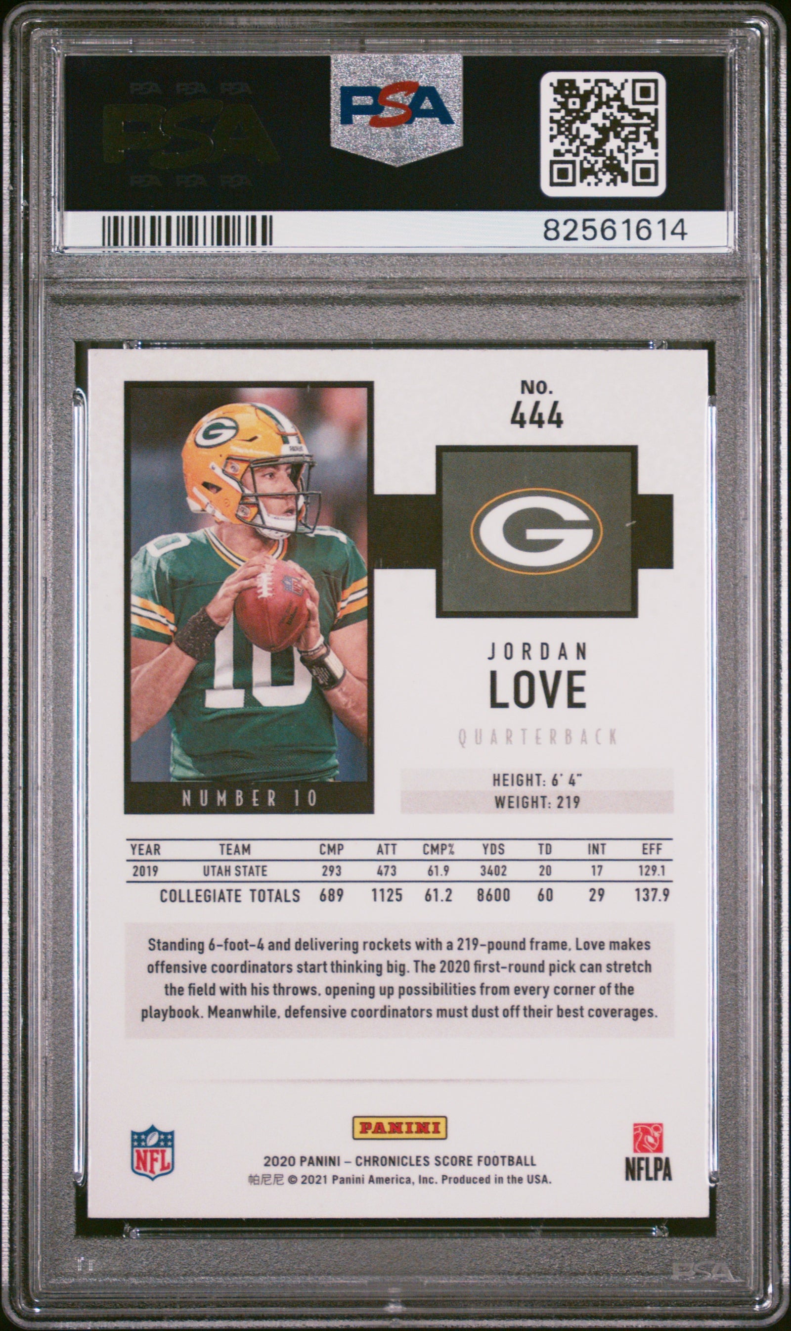 Jordan Love 2020 Panini Chronicles Score Football Rookie Card #444 Graded PSA 10-Powers Sports Memorabilia