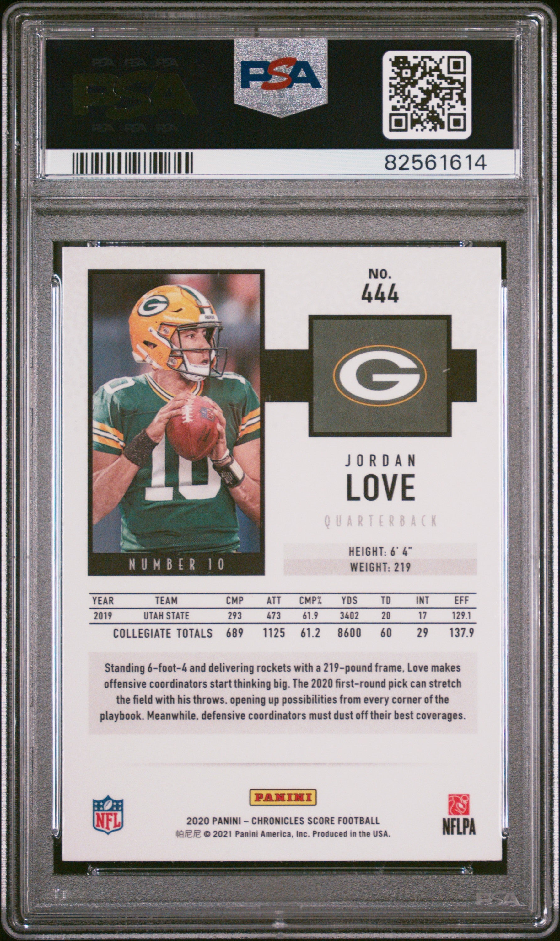 Jordan Love 2020 Panini Chronicles Score Football Rookie Card #444 Graded PSA 10-Powers Sports Memorabilia